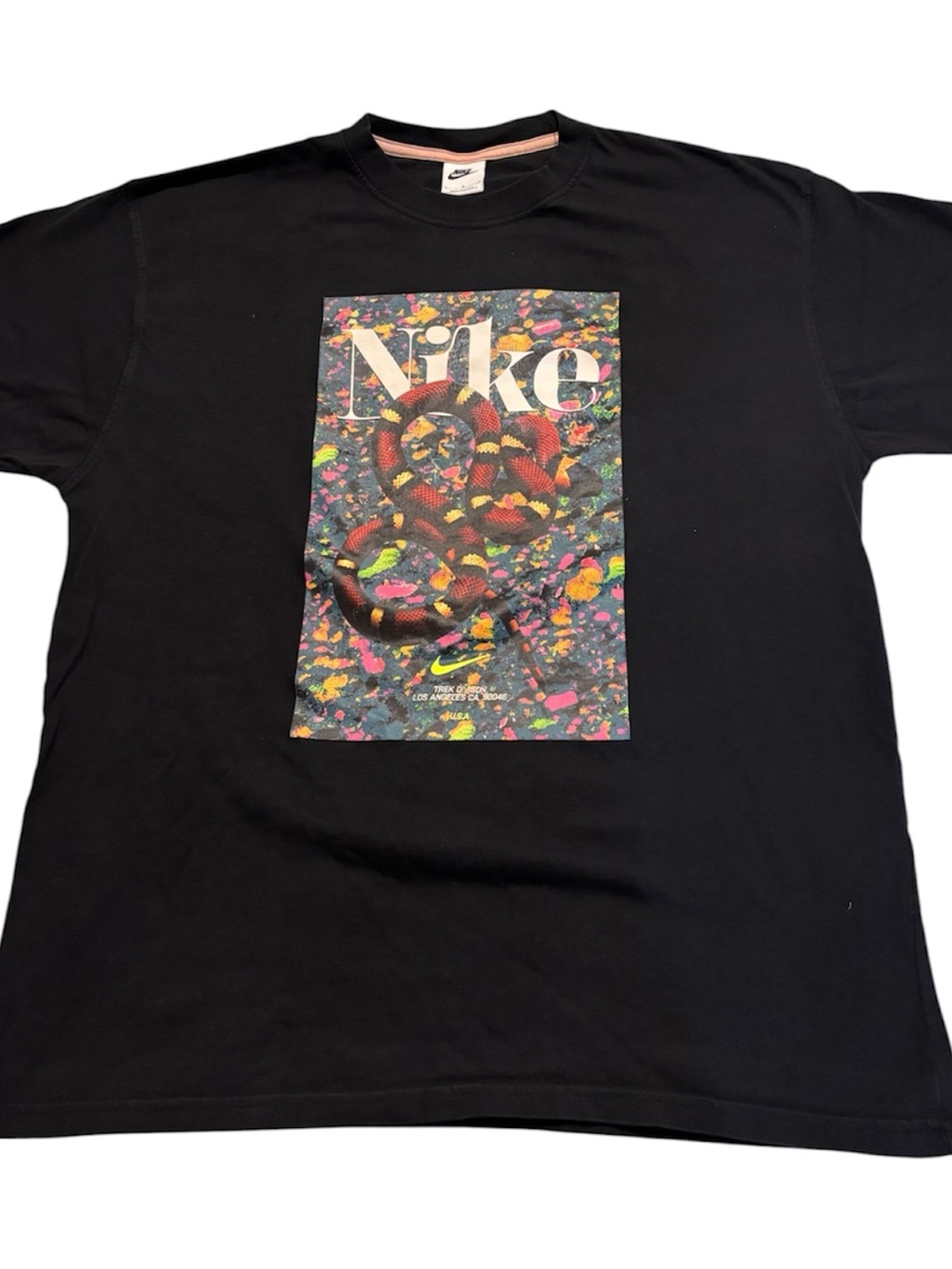 Nike Black Short-Sleeve Tee with Multicolor Snake Graphic